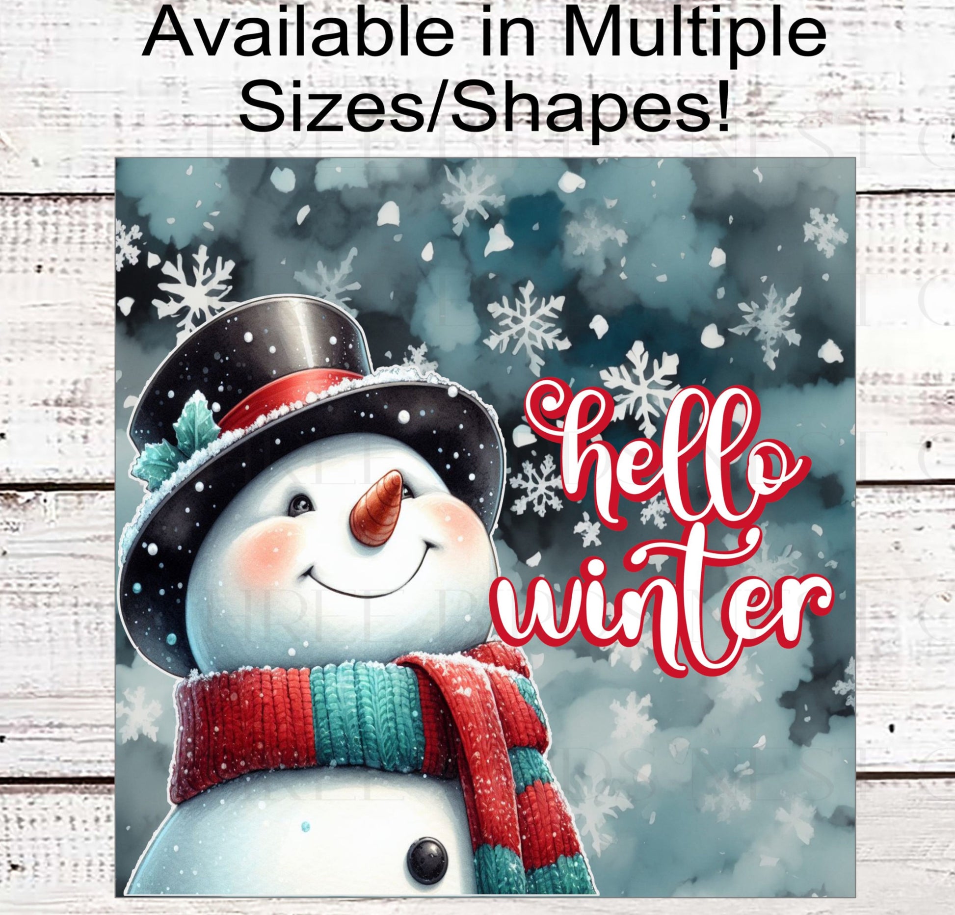 Hello Winter Snowman Wreath Sign - Welcome Wreath Sign - Snowflakes Sign - Winter Welcome Sign