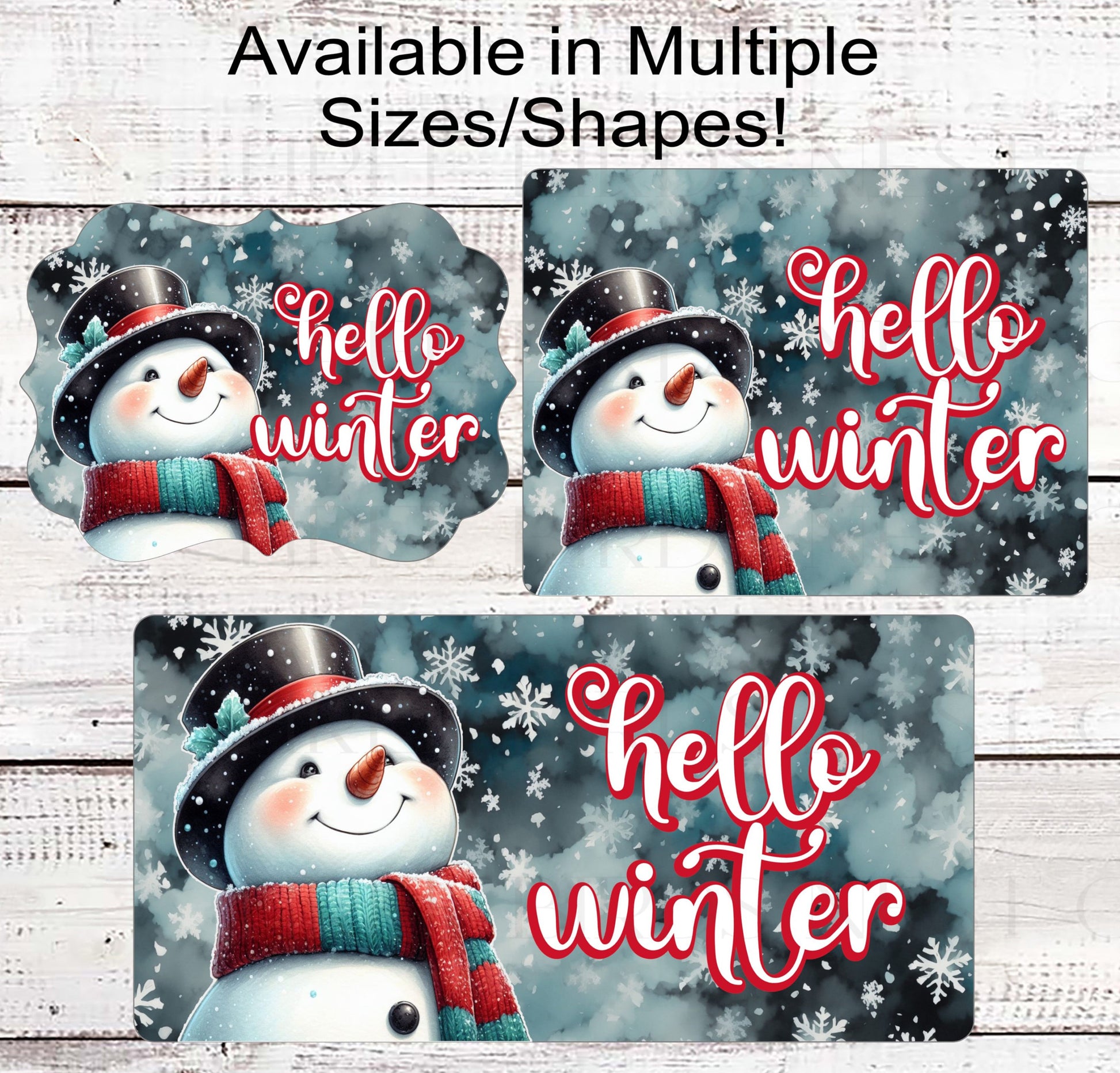 Hello Winter Snowman Wreath Sign - Welcome Wreath Sign - Snowflakes Sign - Winter Welcome Sign
