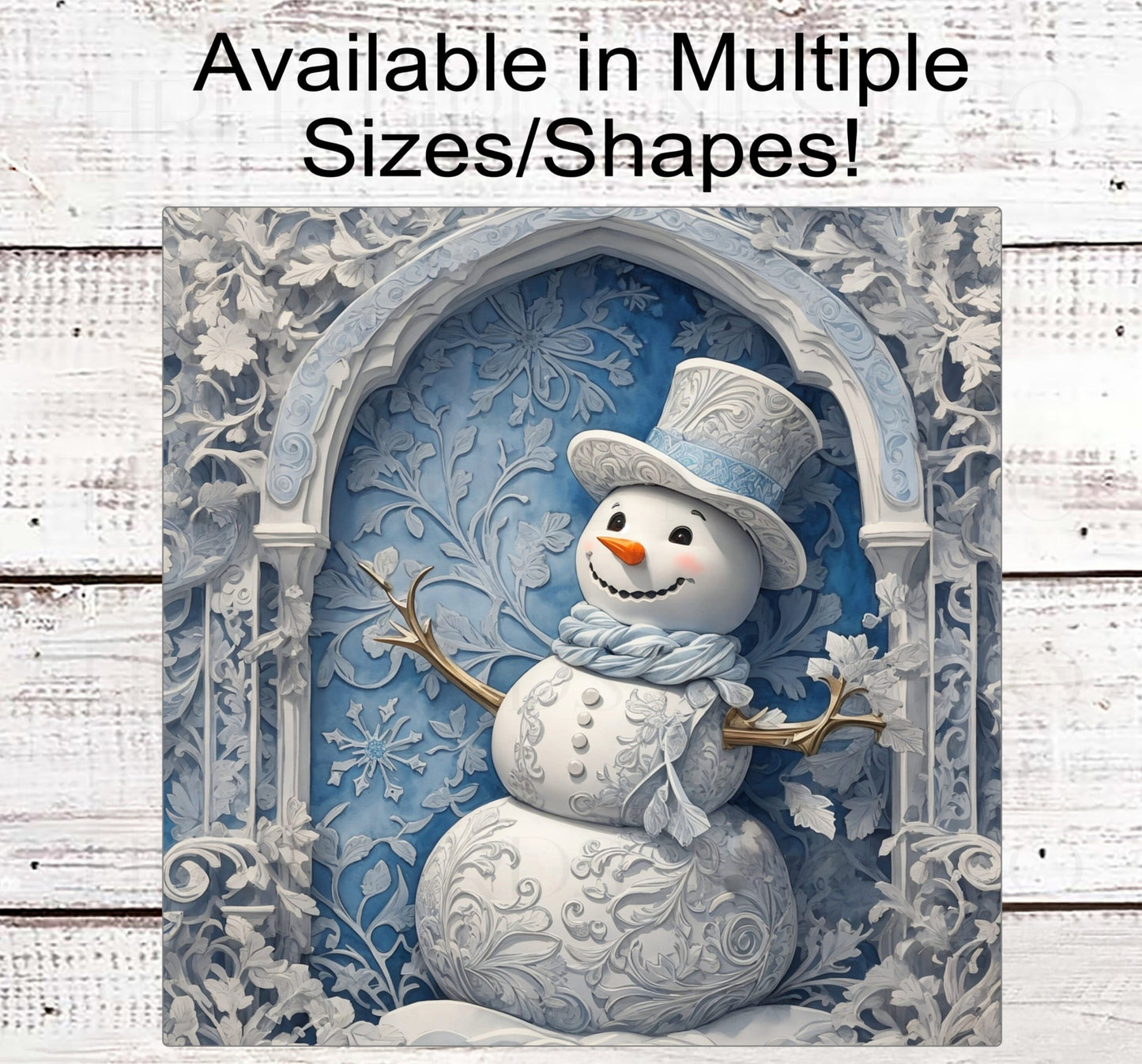 Snowman Welcome Wreath Sign - Snowflakes Sign - Embossed Look Sign - Winter Welcome Sign - Welcome Wreath Signs
