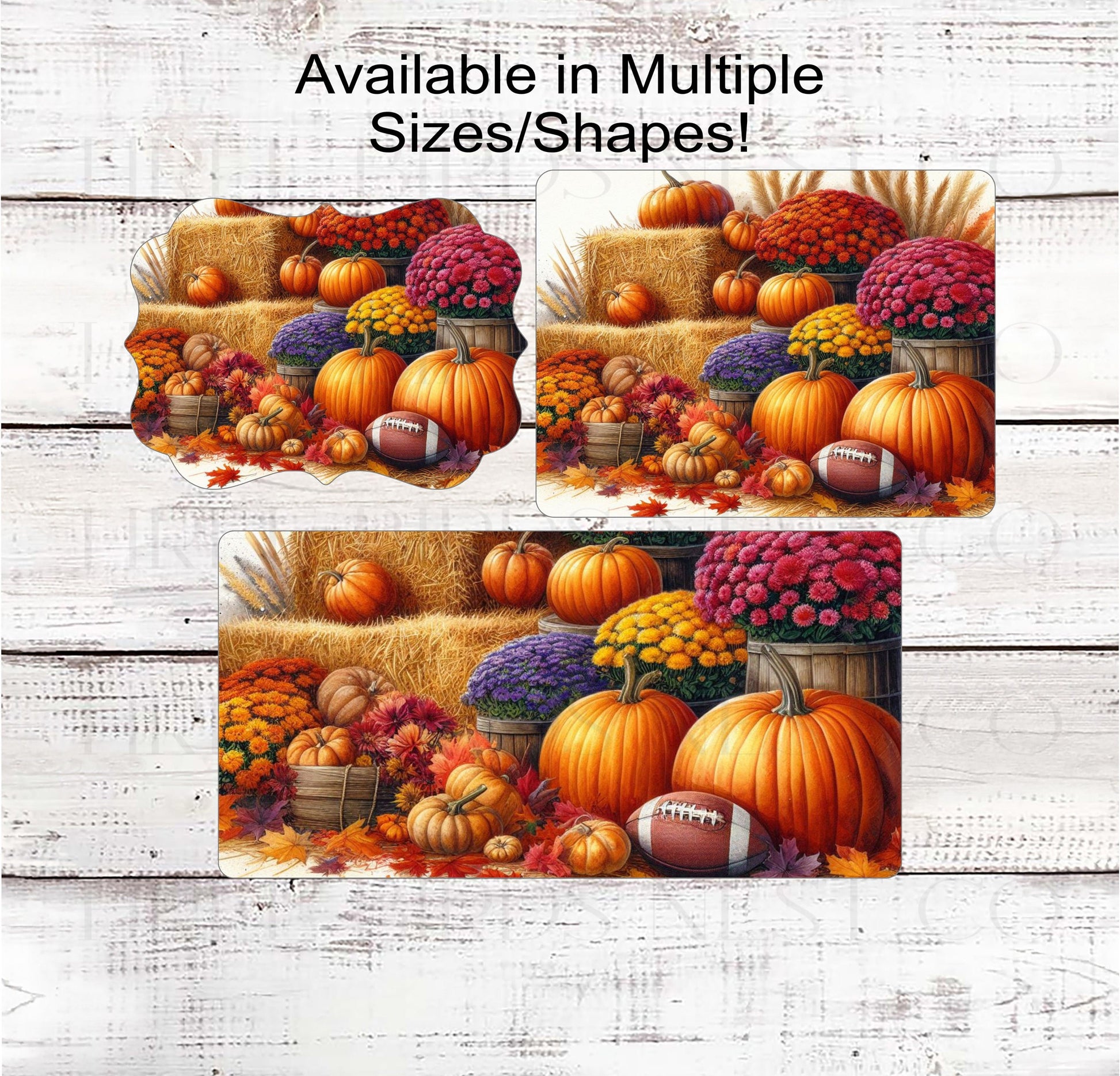 Fall Football Wreath Sign - Fall Pumpkins and Mums - Autumn Welcome