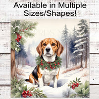 Beagle Dog Wreath Sign - Christmas Dog Wreath Sign - Winter Welcome