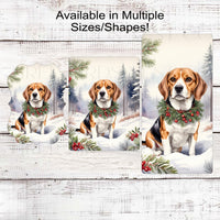 Beagle Dog Wreath Sign - Christmas Dog Wreath Sign - Winter Welcome