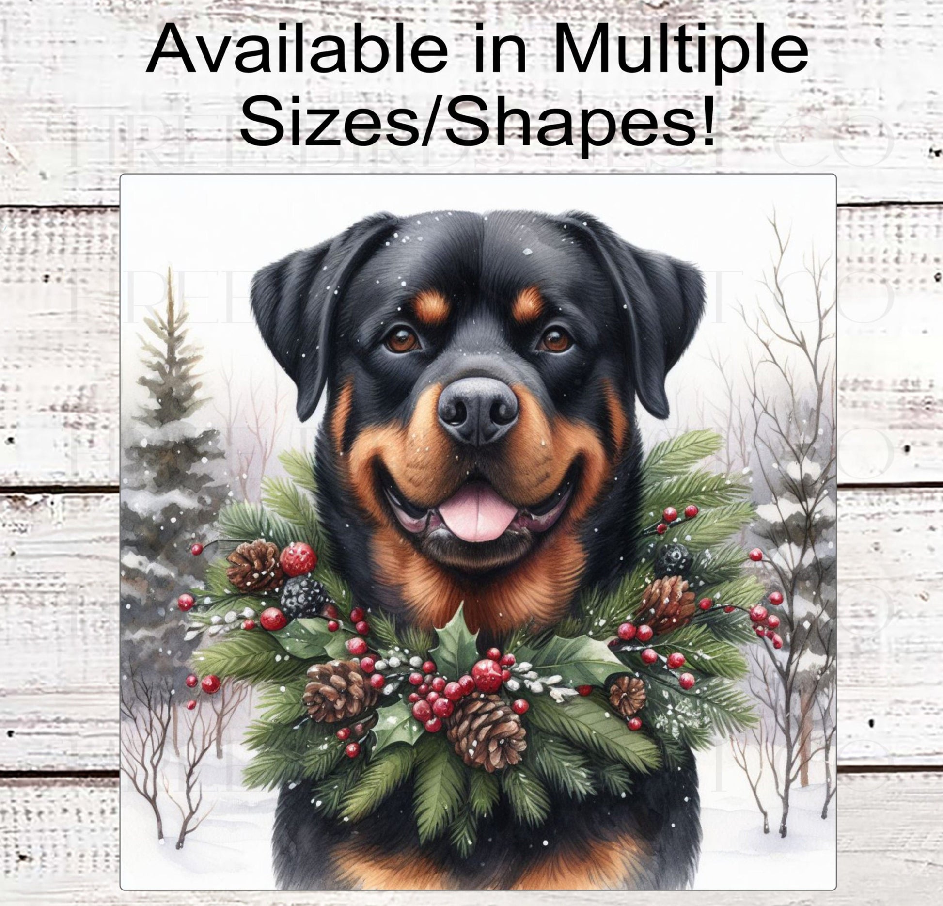 Rottweiler Dog Wreath Sign - Christmas Dog Wreath Sign - Winter Welcome