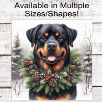 Rottweiler Dog Wreath Sign - Christmas Dog Wreath Sign - Winter Welcome