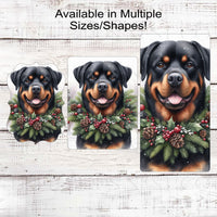 Rottweiler Dog Wreath Sign - Christmas Dog Wreath Sign - Winter Welcome