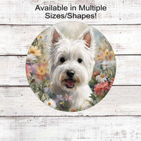 A West Highland White Terrier Dog surrounded by beautiful flowers