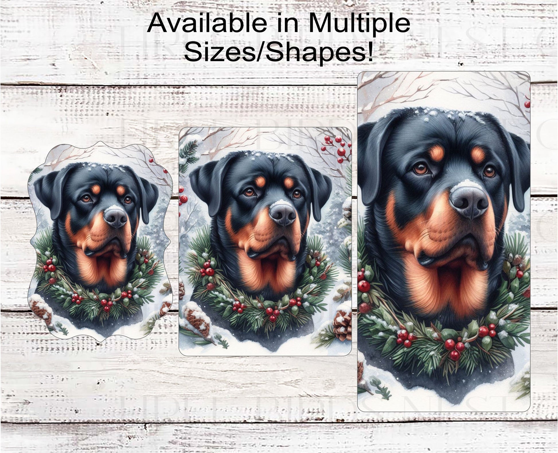 Rottweiler Dog Wreath Sign - Christmas Dog Wreath Sign - Winter Welcome