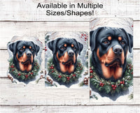 
              Rottweiler Dog Wreath Sign - Christmas Dog Wreath Sign - Winter Welcome
            