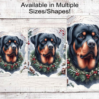 Rottweiler Dog Wreath Sign - Christmas Dog Wreath Sign - Winter Welcome