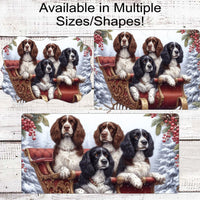 English Springer Spaniel Dog Christmas Wreath Signs - Winter Welcome Sign - Dog Wreath Signs