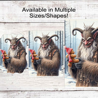 Krampus Christmas Wreath Sign - Teddy Bear - Christmas Toy Sign - Funny Welcome Sign