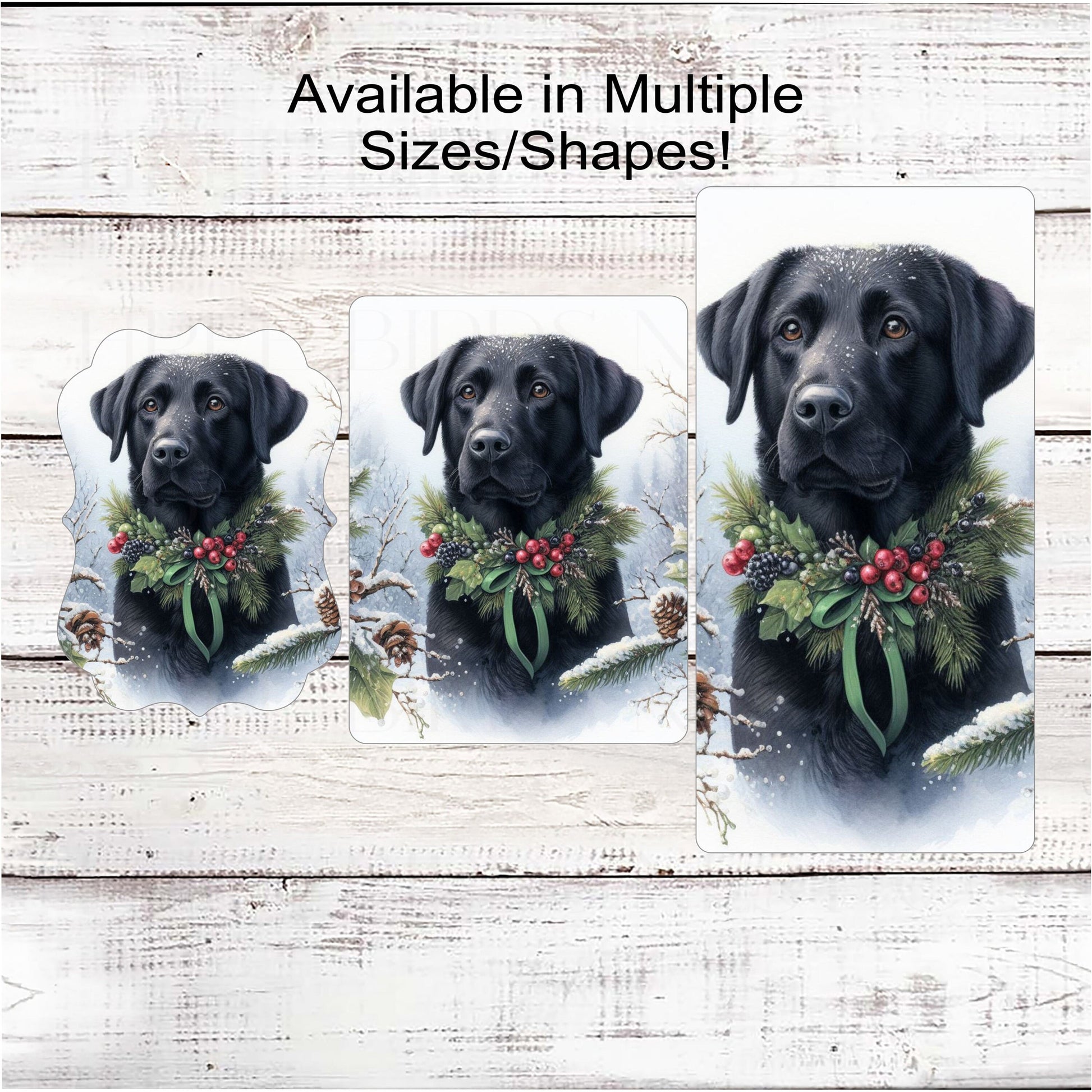 Christmas Dog Wreath Sign - Black Labrador Retriever Dog - Winter Welcome Sign