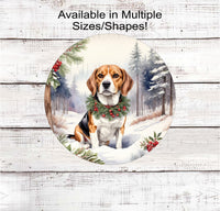 
              A Winter Wonderland scene with a Beagle Dog wearing a festive collar
            