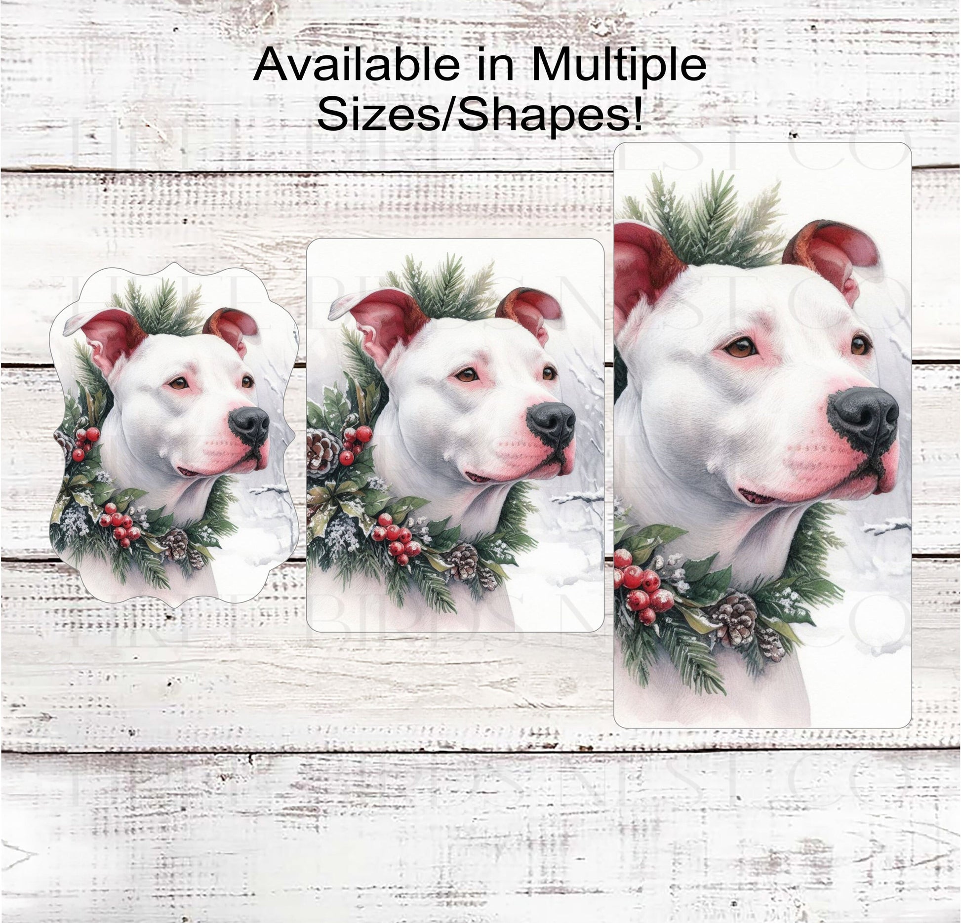 Pit Bull Winter Wreath Sign - Dog Wreath Signs - Staffordshire Terrier - Christmas Dog - Winter Welcome