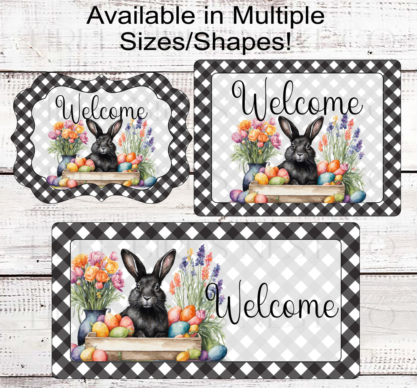 Easter Bunny Wreath Sign - Easter Eggs - Spring Welcome Sign - Floral Wreath Sign