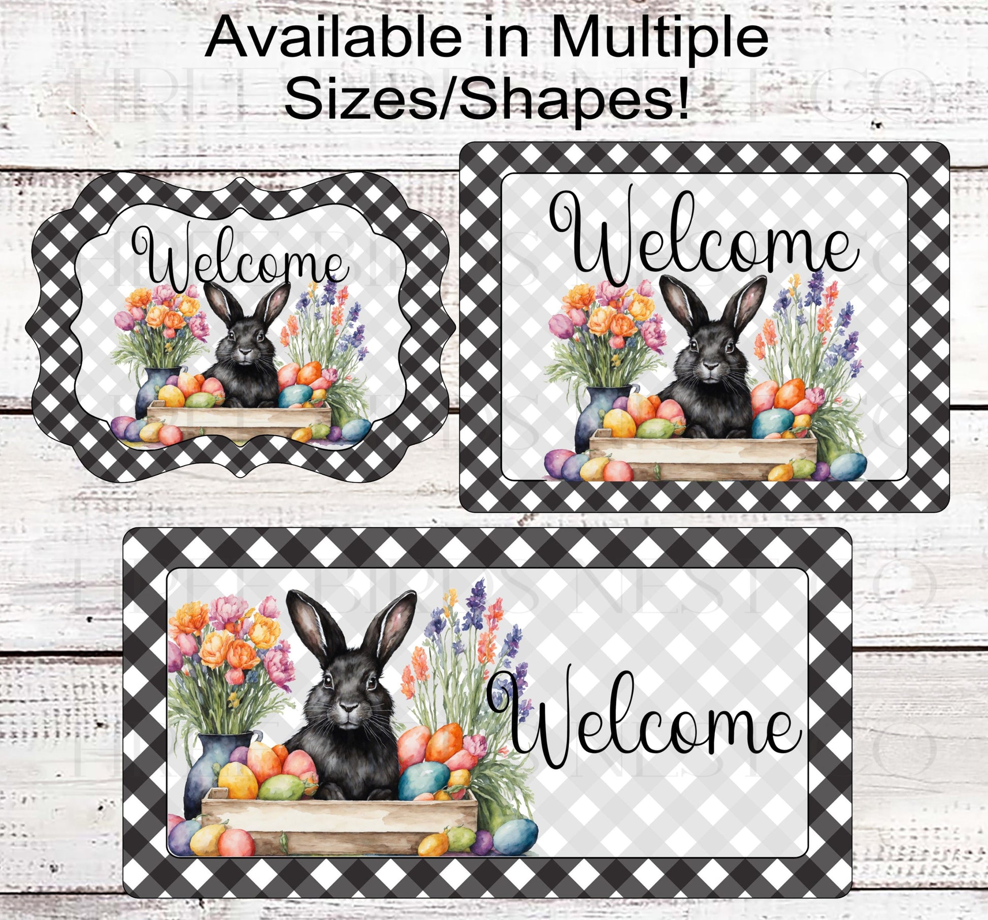 Easter Bunny Wreath Sign - Easter Eggs - Spring Welcome Sign - Floral Wreath Sign