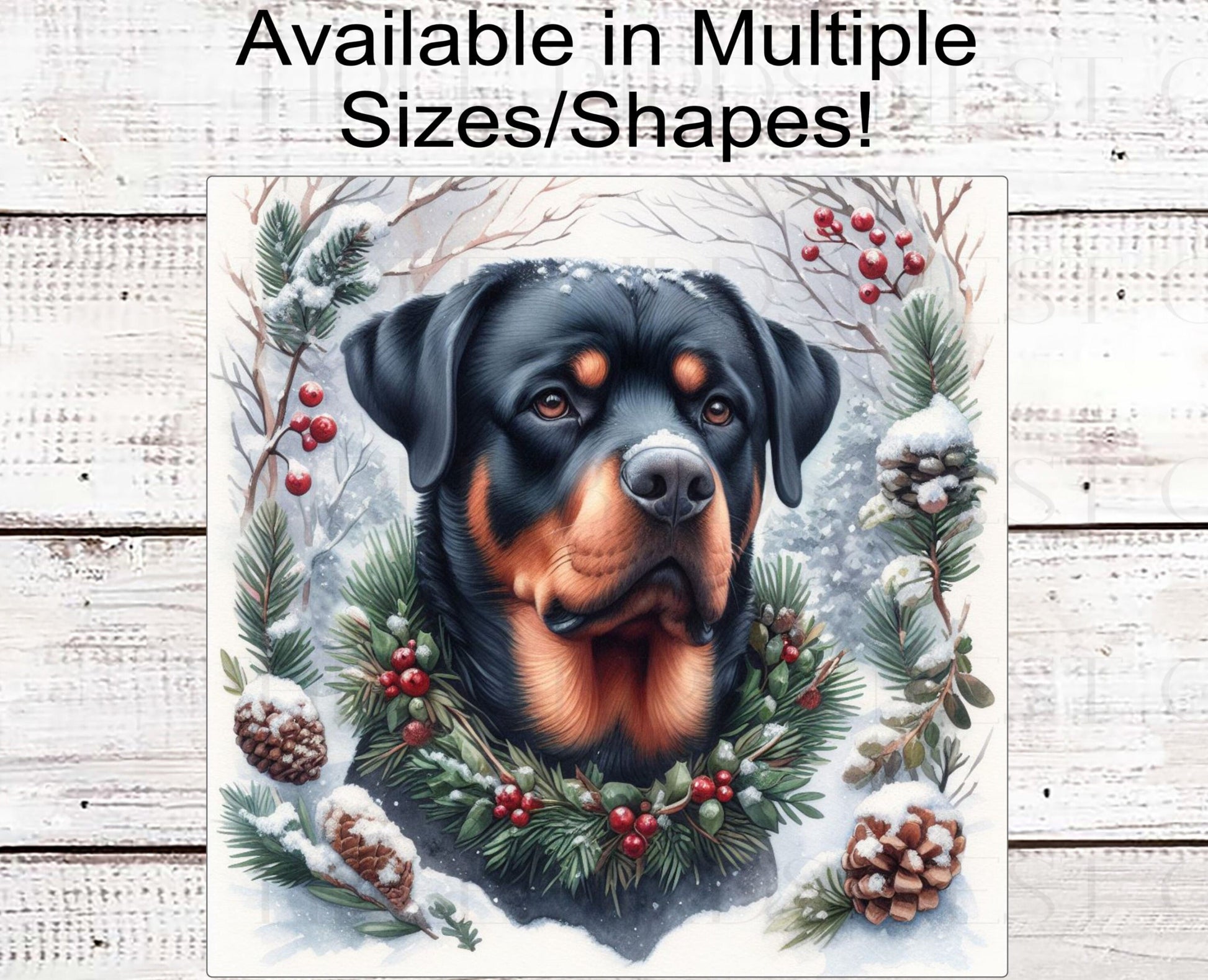 Rottweiler Dog Wreath Sign - Christmas Dog Wreath Sign - Winter Welcome