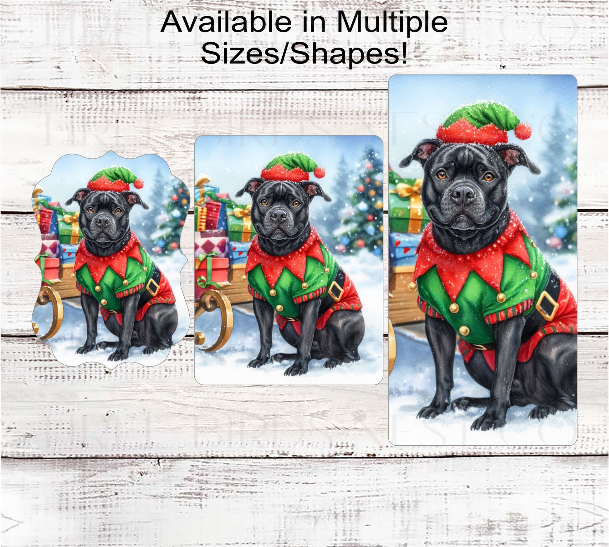 Christmas Dog Wreath Sign - Staffordshire Terrier Dog - Pit Bull Dog - Christmas Elf- Winter Welcome