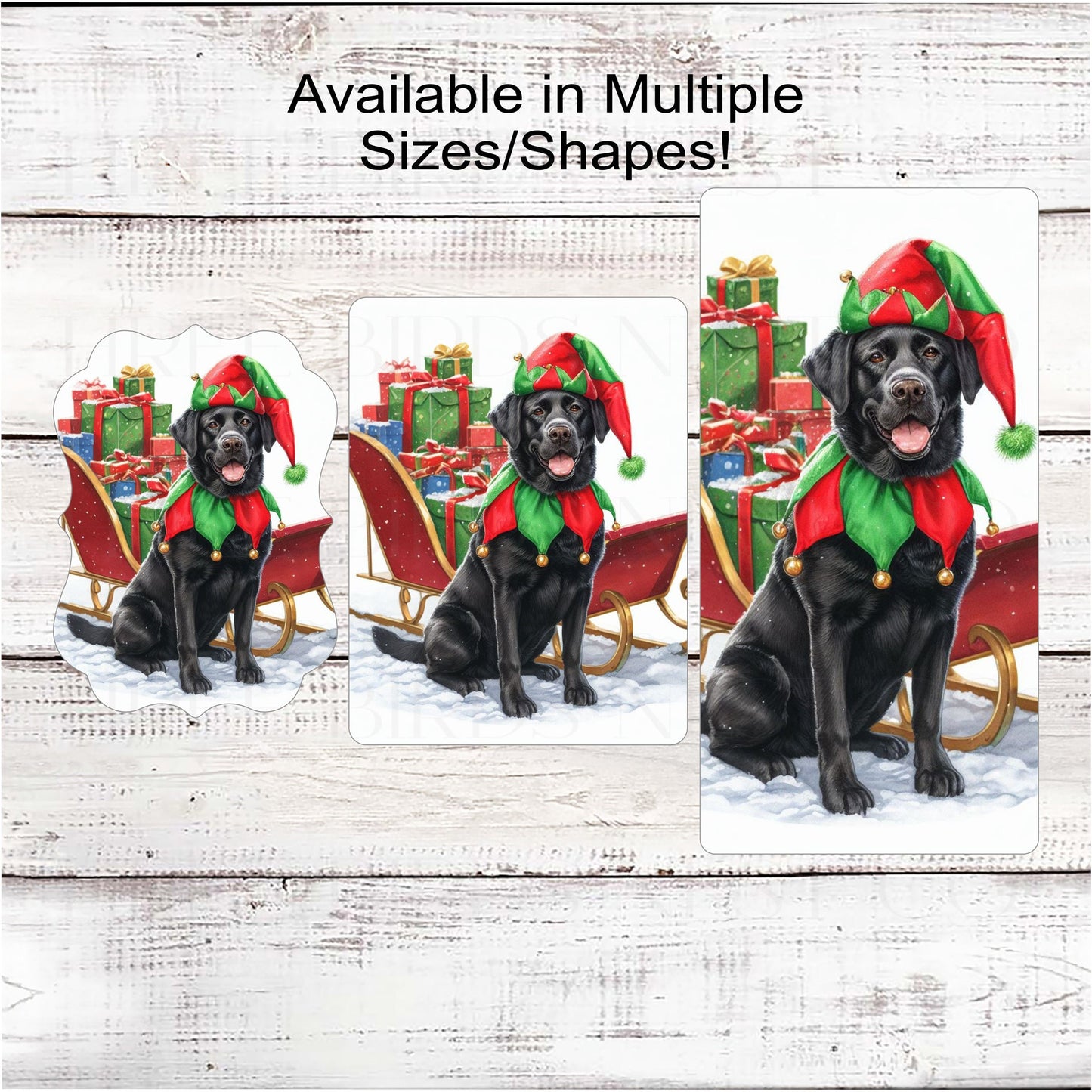 Christmas Dog Wreath Sign - Black Labrador Retriever Dog - Christmas Elf