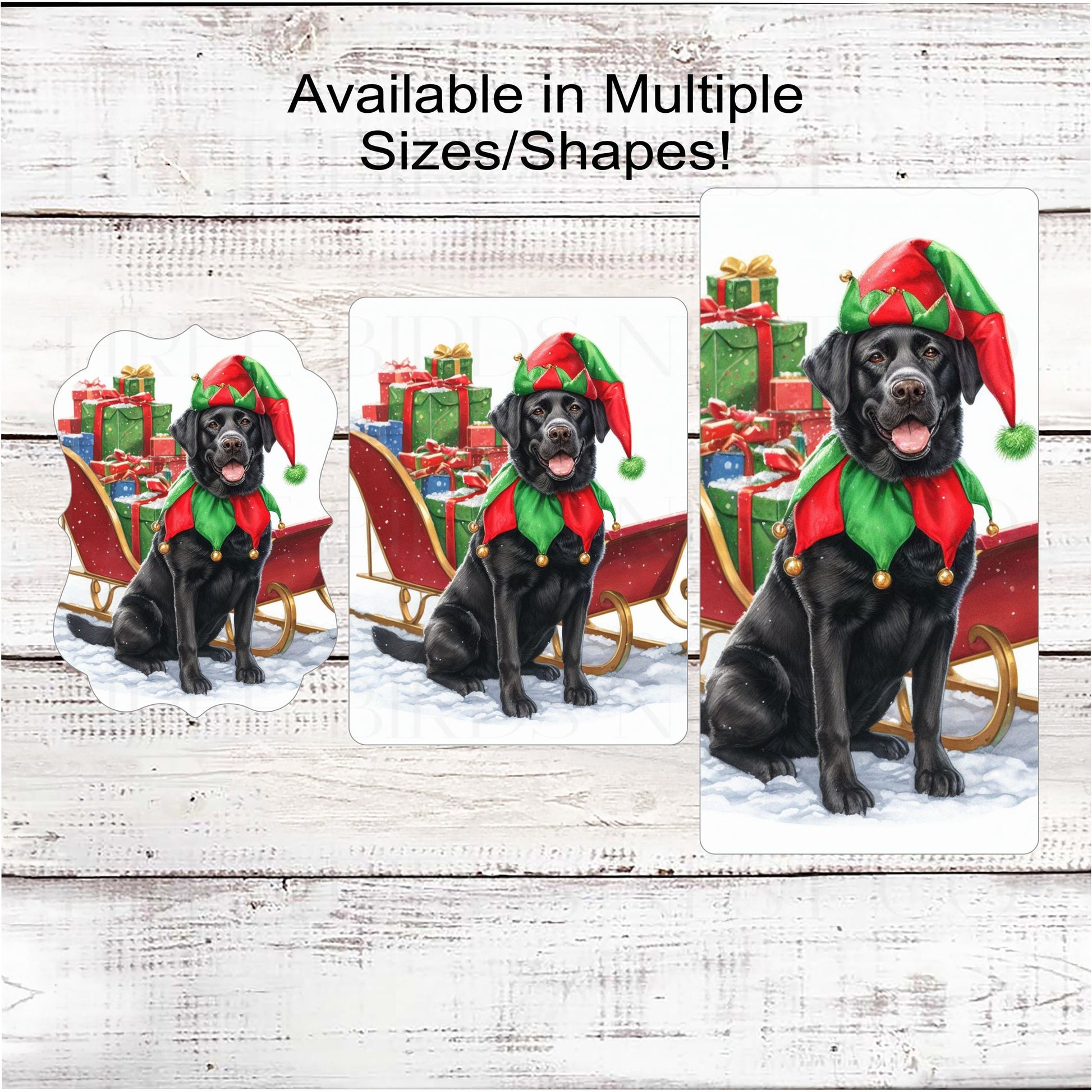 Christmas Dog Wreath Sign - Black Labrador Retriever Dog - Christmas Elf