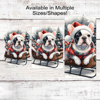 Christmas Dog Wreath Sign - French Bull Dog - Frenchie - Christmas Sleigh - Winter Welcome