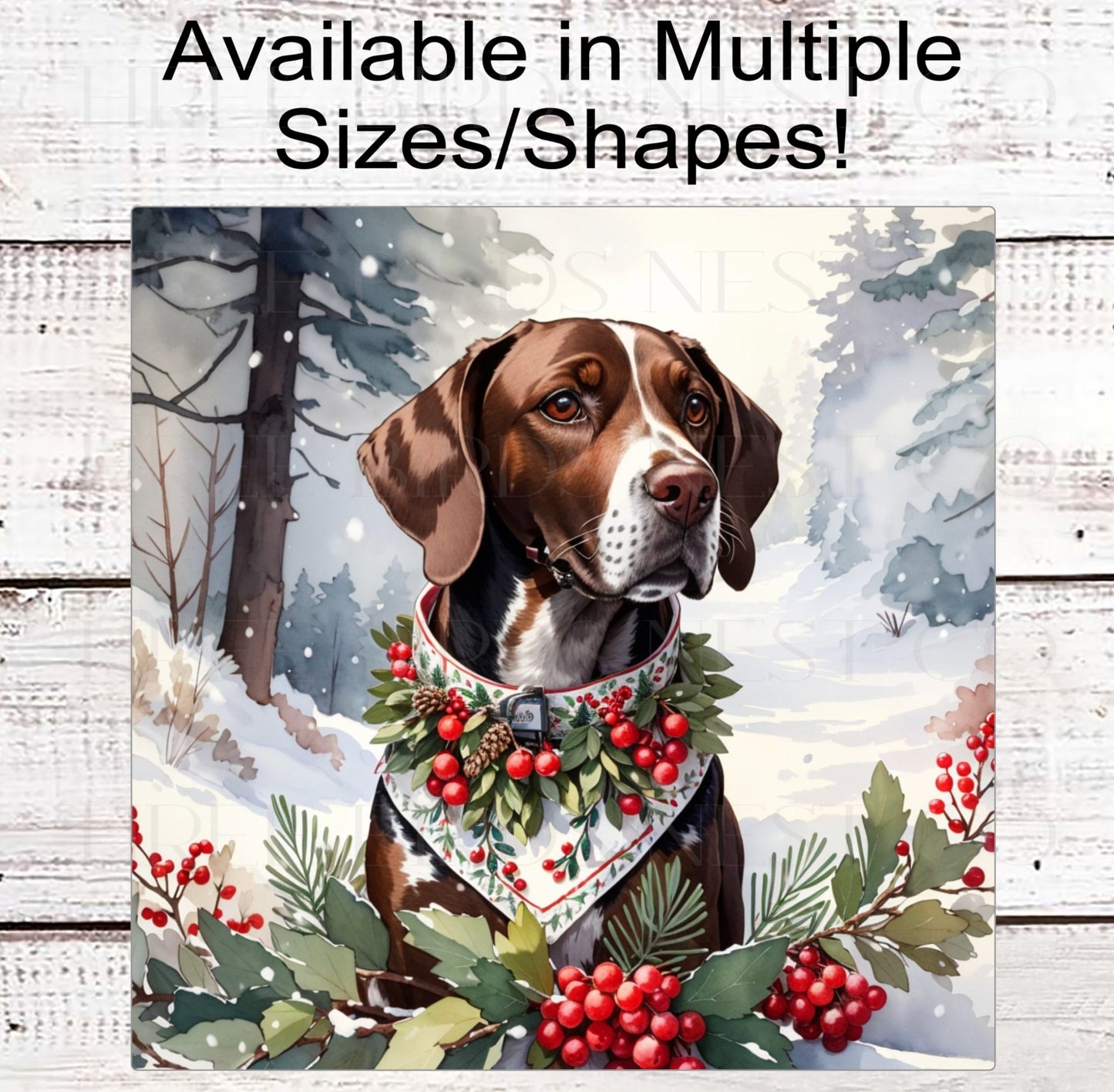 Christmas Dog Wreath Sign - German Shorthaired Pointer Dog - Christmas Elf- Winter Welcome
