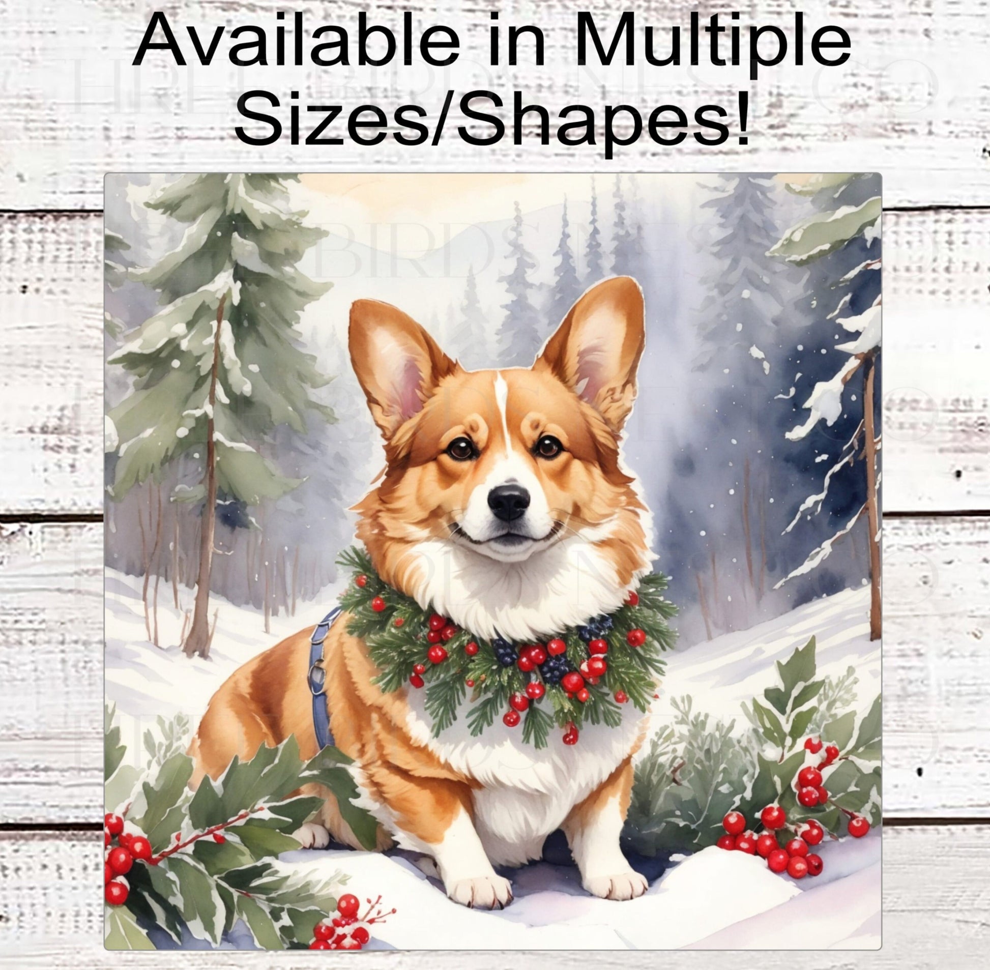 Christmas Dog Wreath Sign - Welsh Corgi Dog - Winter Welcome