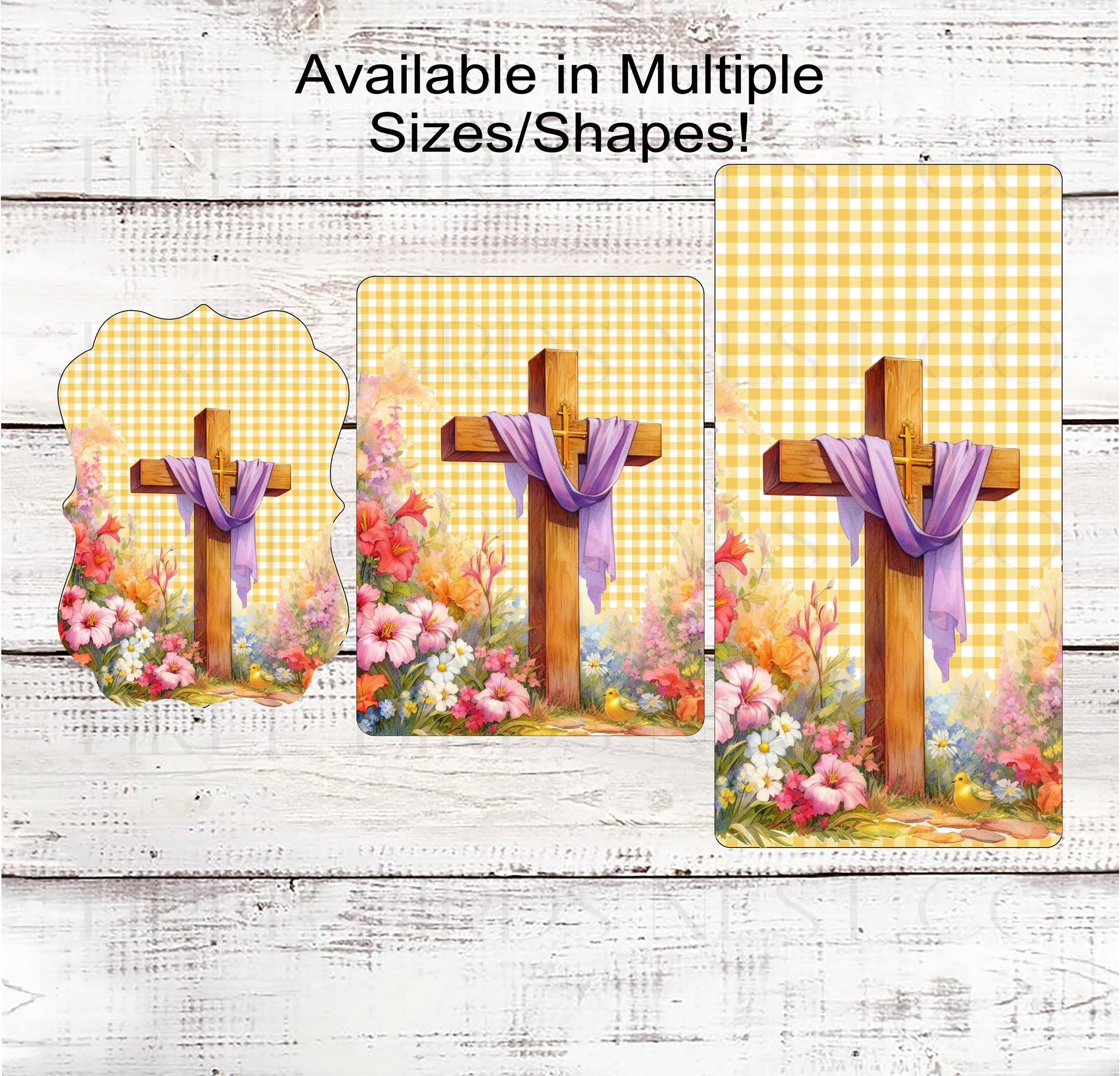 He is Risen Easter Cross Wreath Sign - Spring Flowers - Religious Wreath Sign