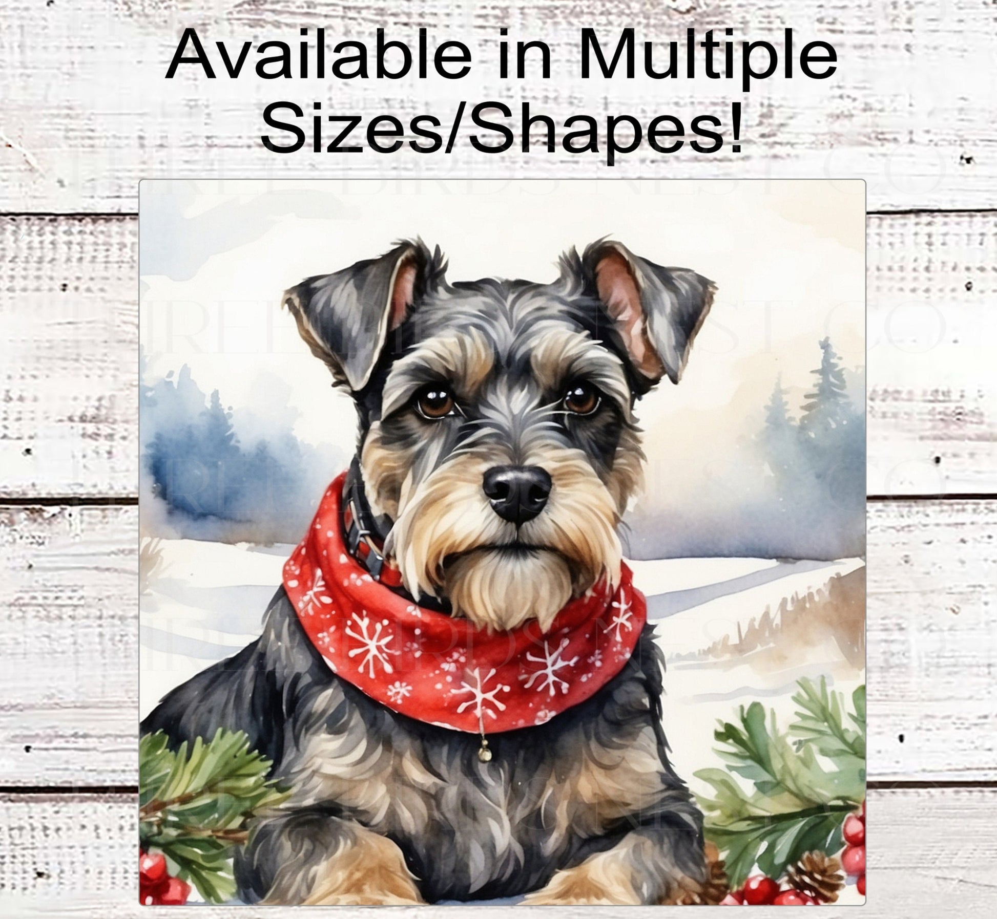 Christmas Dog Wreath Sign - Schnauzer Dog - Winter Welcome