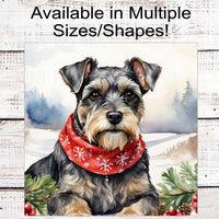 Christmas Dog Wreath Sign - Schnauzer Dog - Winter Welcome