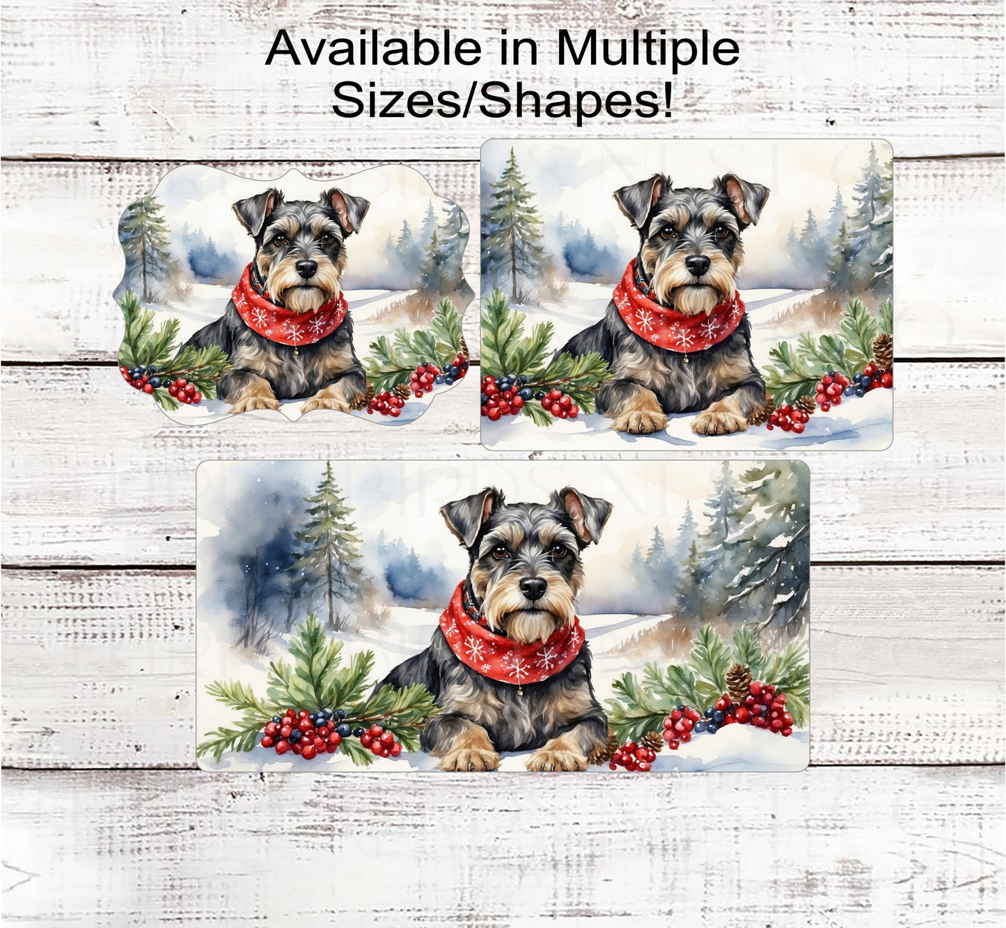 Christmas Dog Wreath Sign - Schnauzer Dog - Winter Welcome