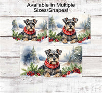 
              Christmas Dog Wreath Sign - Schnauzer Dog - Winter Welcome
            