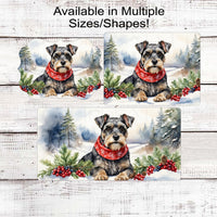 Christmas Dog Wreath Sign - Schnauzer Dog - Winter Welcome