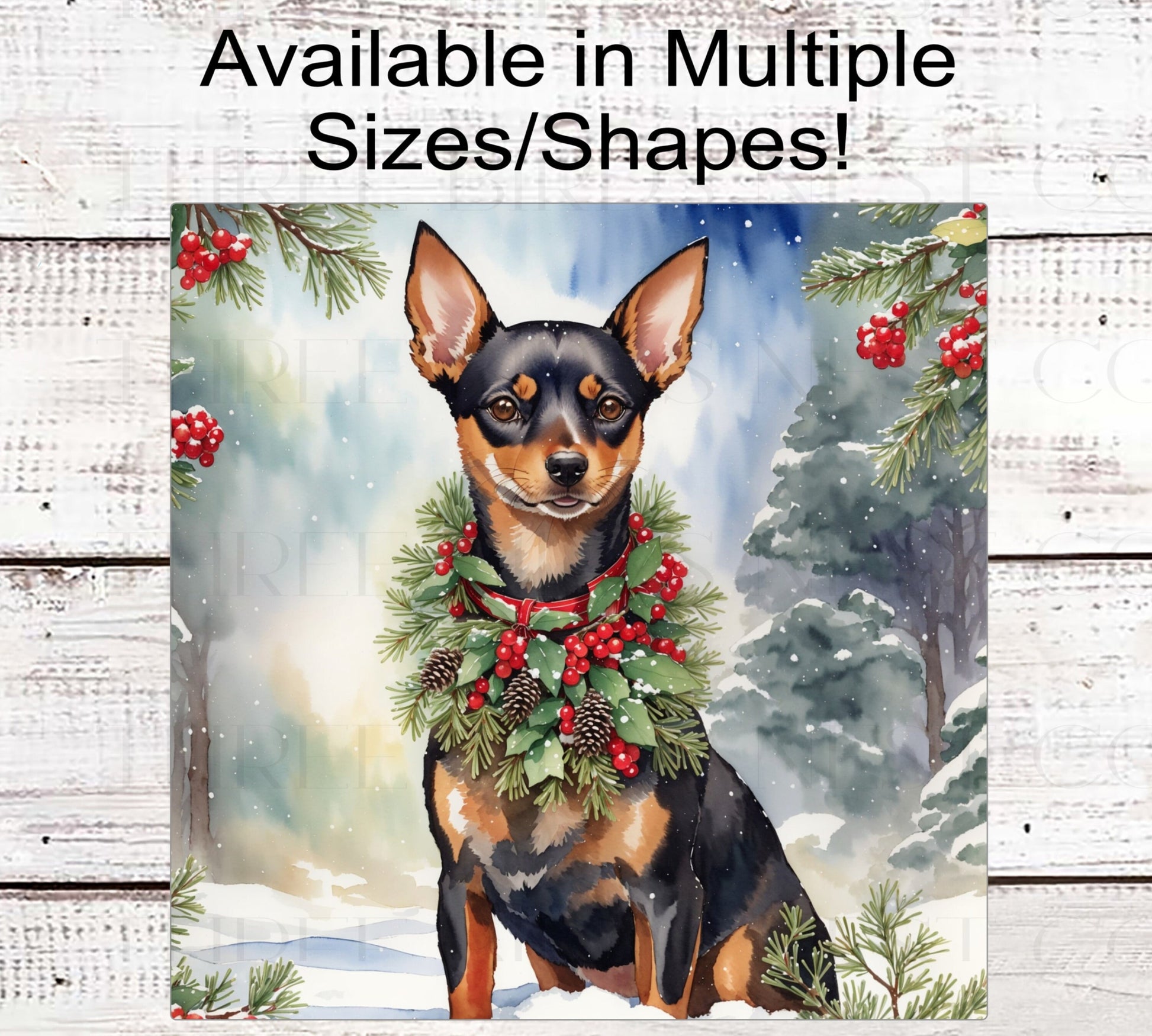 Christmas Dog Wreath Sign - Miniature Pinscher - Mini Pin Dog - Winter Welcome