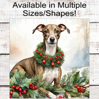 
              Christmas Dog Wreath Sign - Italian Greyhound Dog - Winter Welcome
            