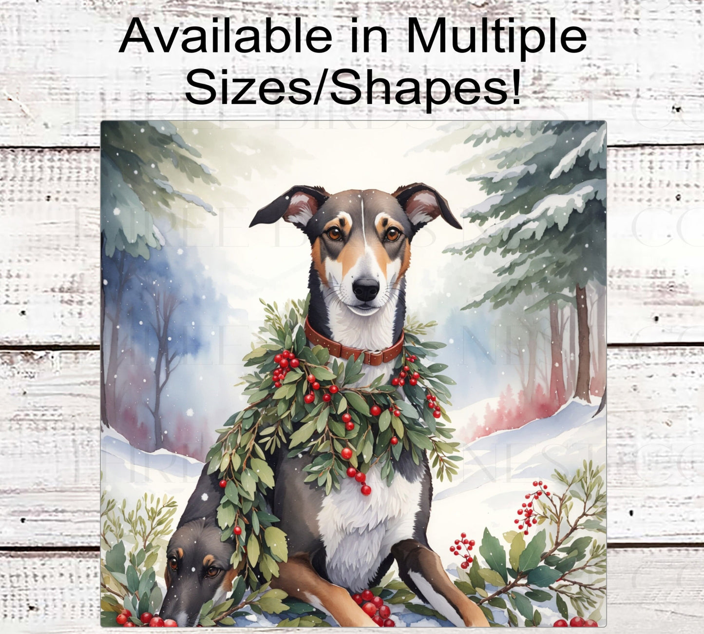Christmas Dog Wreath Sign - Greyhound Dog - Winter Welcome