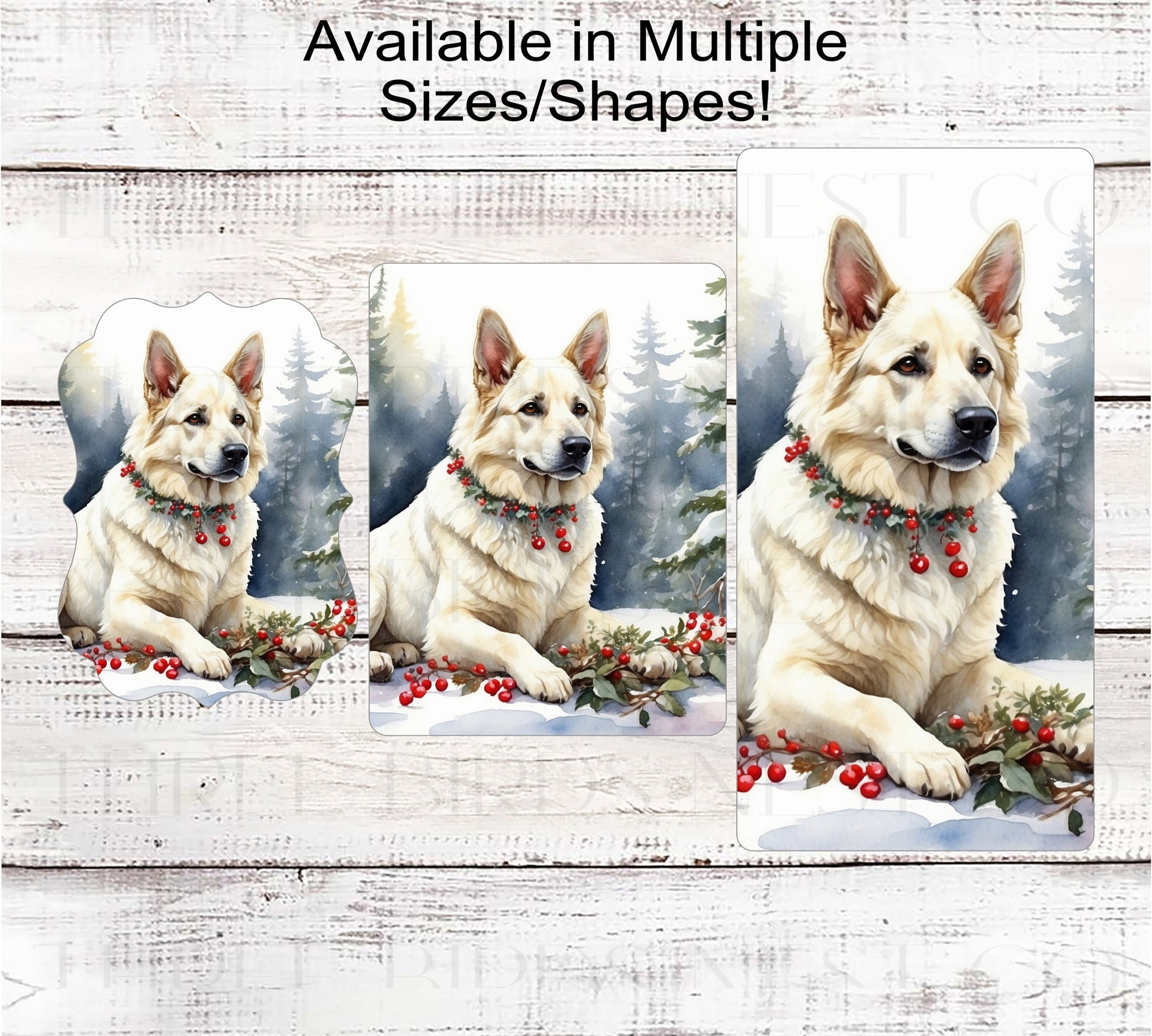 Christmas Dog Wreath Sign - White German Shepherd - Winter Welcome