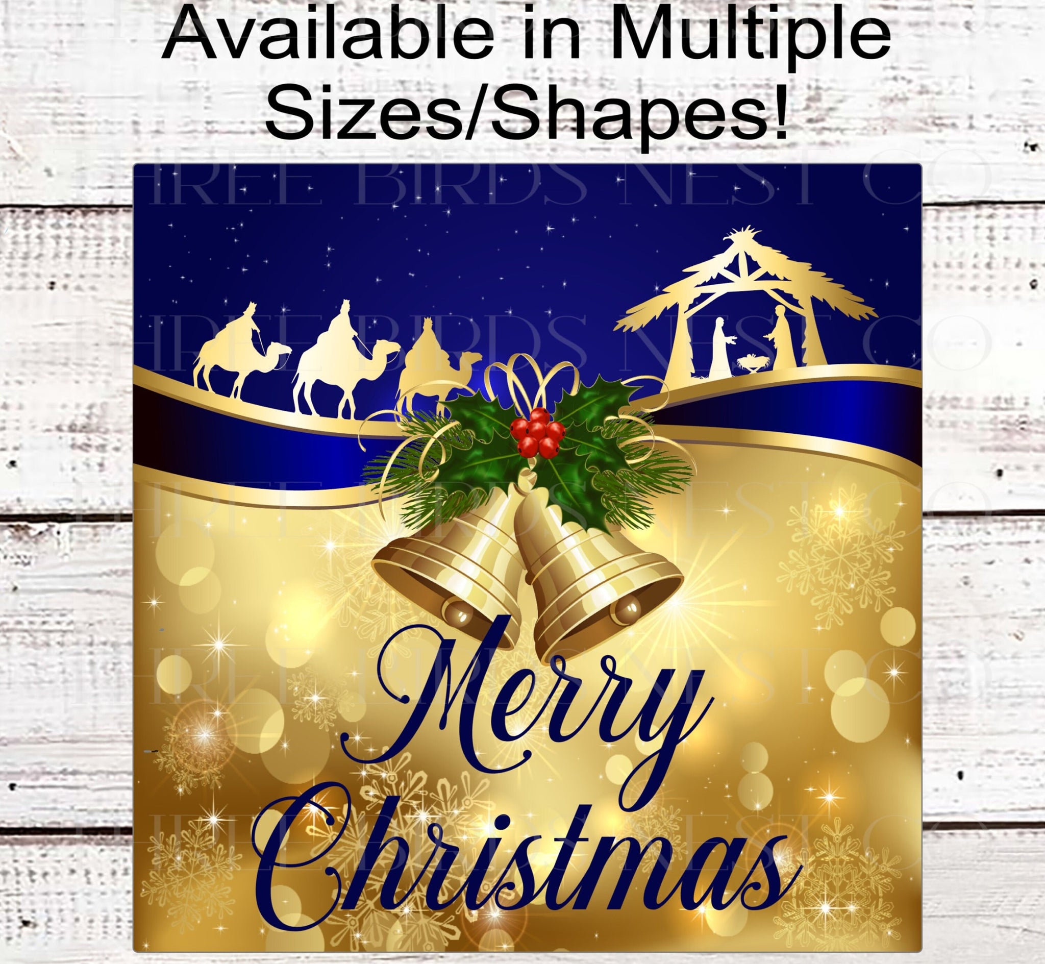 Christmas Nativity Wreath Signs Jesus is the Reason Merry Christma Three Birds Nest Company
