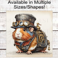 Steampunk Guinea Pig - Guinea Pig Sign - Steampunk Decor - Steampunk Wreath Sign