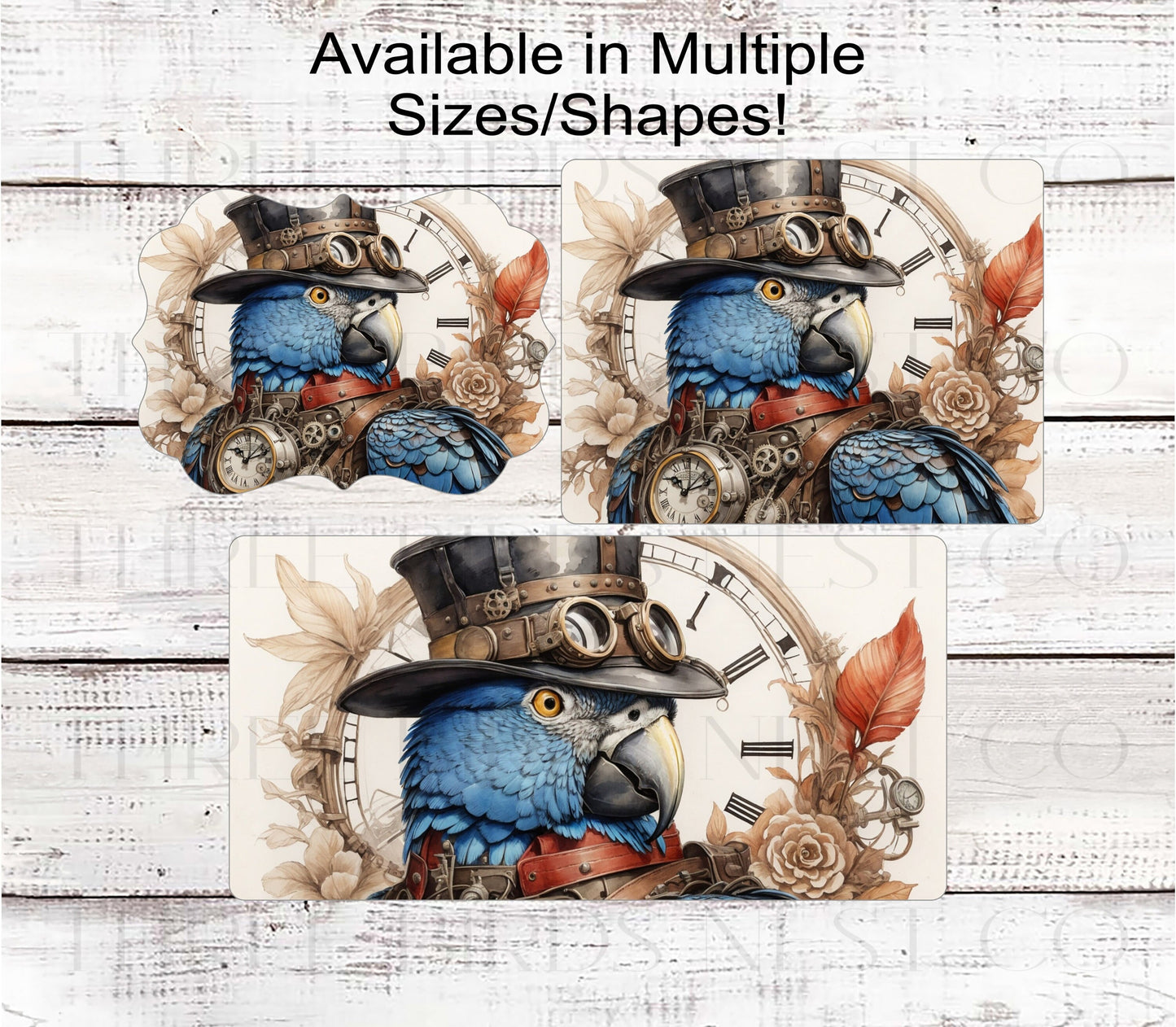 Steampunk Hyacinth Macaw - Parrot Sign - Steampunk Decor - Steampunk Wreath Sign