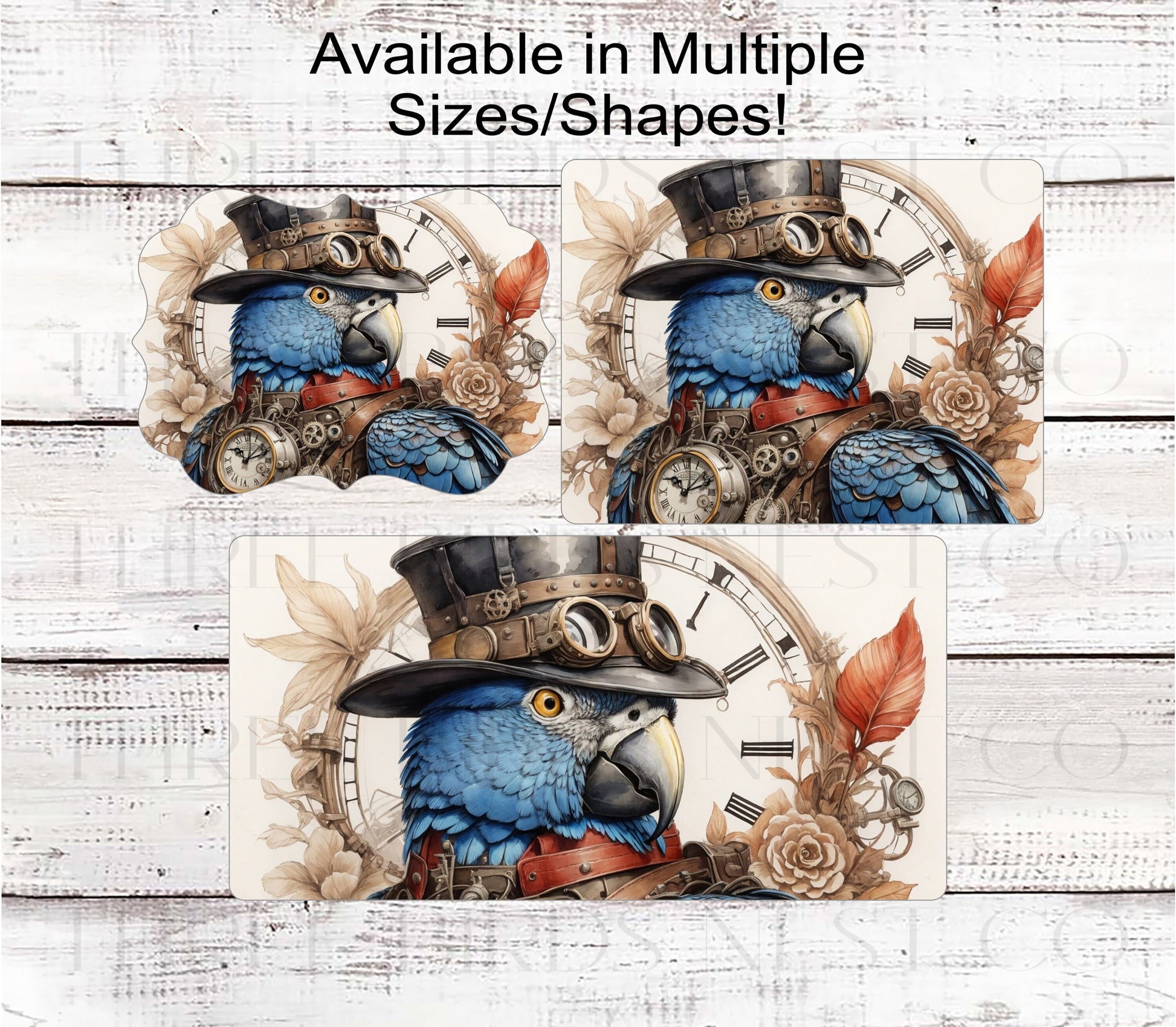 Steampunk Hyacinth Macaw - Parrot Sign - Steampunk Decor - Steampunk Wreath Sign