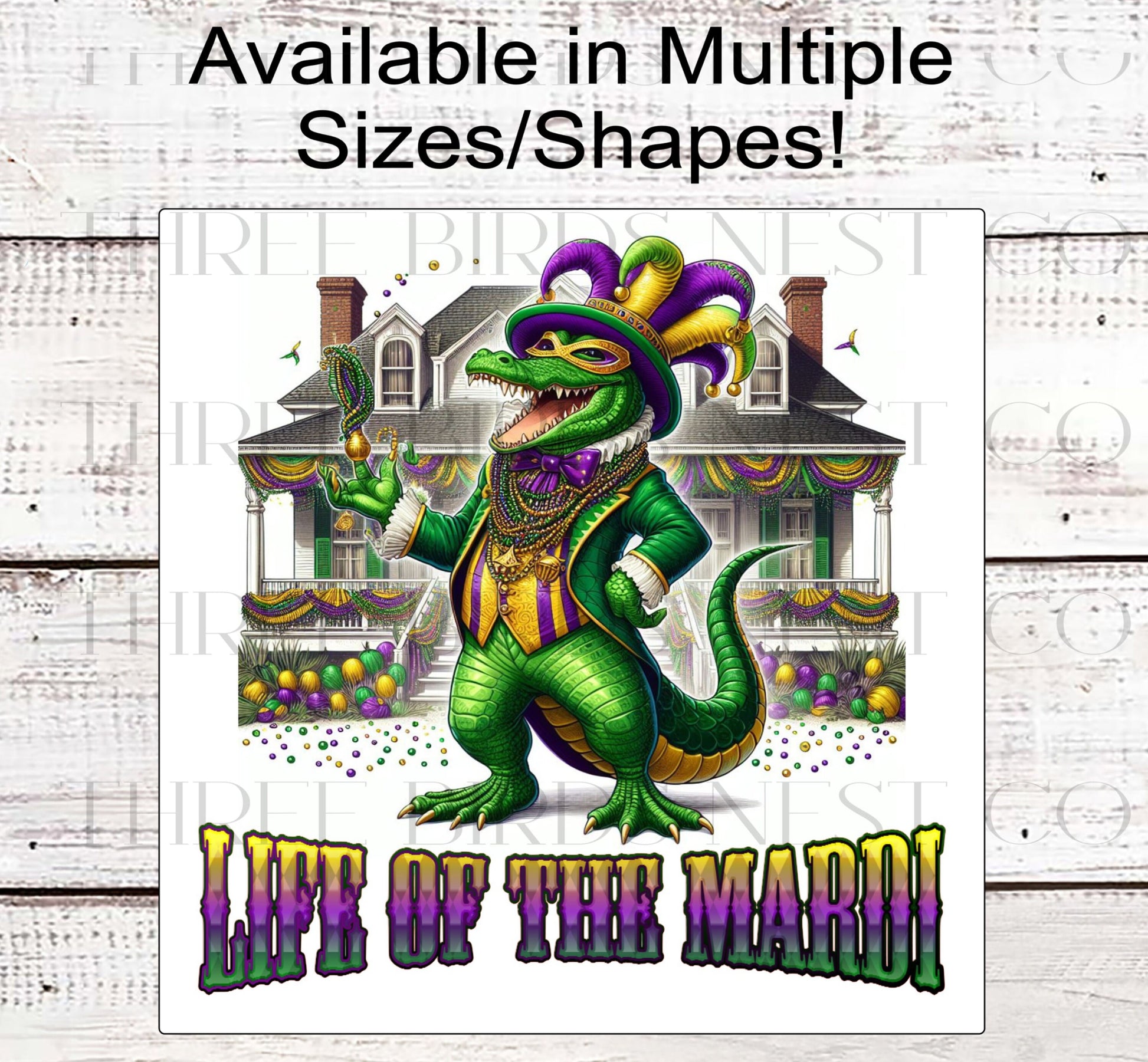 Mardi Gras Wreath Sign - Louisiana Alligator - Life of the Mardi - Mardi Gras Beads - Fat Tuesday