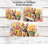 
              Spring Dog Wreath Sign - Yorkshire Terrier Dog - Floral Wreath Sign
            