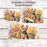 Spring Dog Wreath Sign - Yorkshire Terrier Dog - Floral Wreath Sign