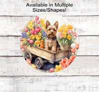 
              A Yorkshire Terrier dog surrounded by beautiful Spring flowers
            