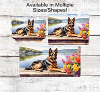 
              Dog Wreath Sign - German Shepherd Dog - Lake House - Floral Wreath Sign
            