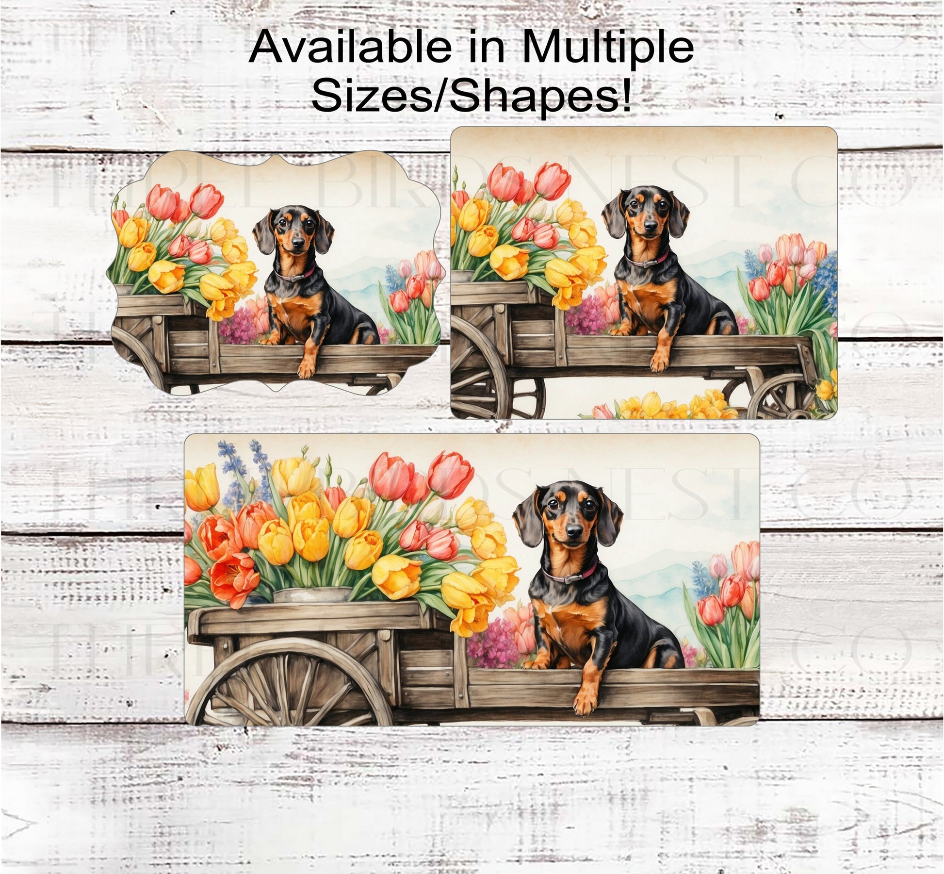 Dog Wreath Sign - Black Dachshund Dog - Floral Wreath Sign