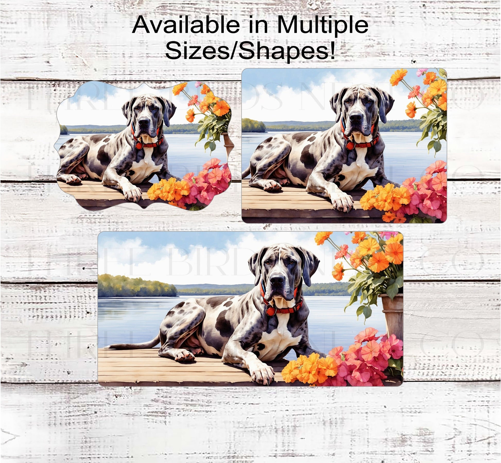 Spring Dog Wreath Sign - Great Dane Dog - Floral Wreath Sign - Lake House