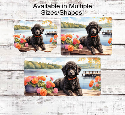 Spring Dog Wreath Sign - Poodle Dog - Floral Wreath Sign - Lake House