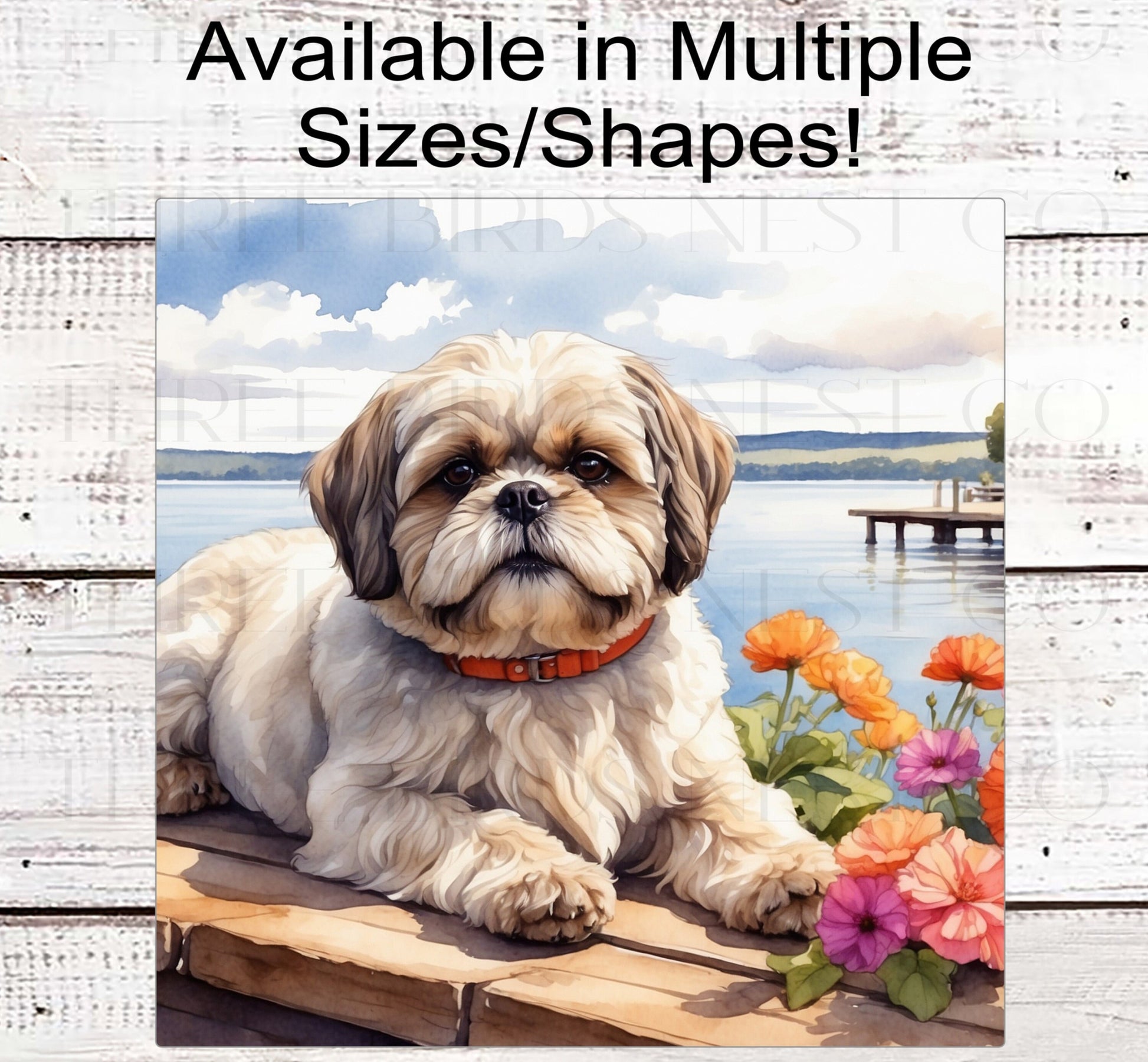 Spring Dog Wreath Sign - Shih Tzu Dog - Floral Wreath Sign - Lake House